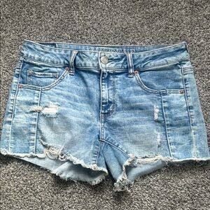 American Eagle Outfitters Light Blue Distressed Jean Shorts